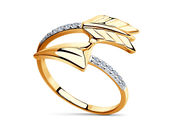 Золотое кольцо с фианитами